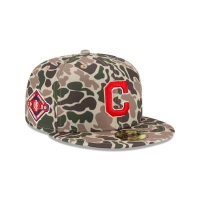 Cleveland Indians Gorra | New Era MLB Duck Camo 59fifty Fitted Cap Mexico - Verdes